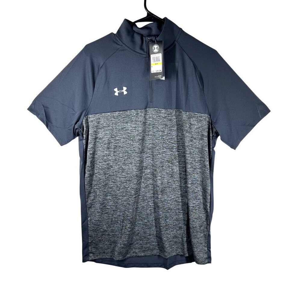 Under Armour Polo Shirt Men's UA Size Medium Gray Heather Lightweight Zip NWT